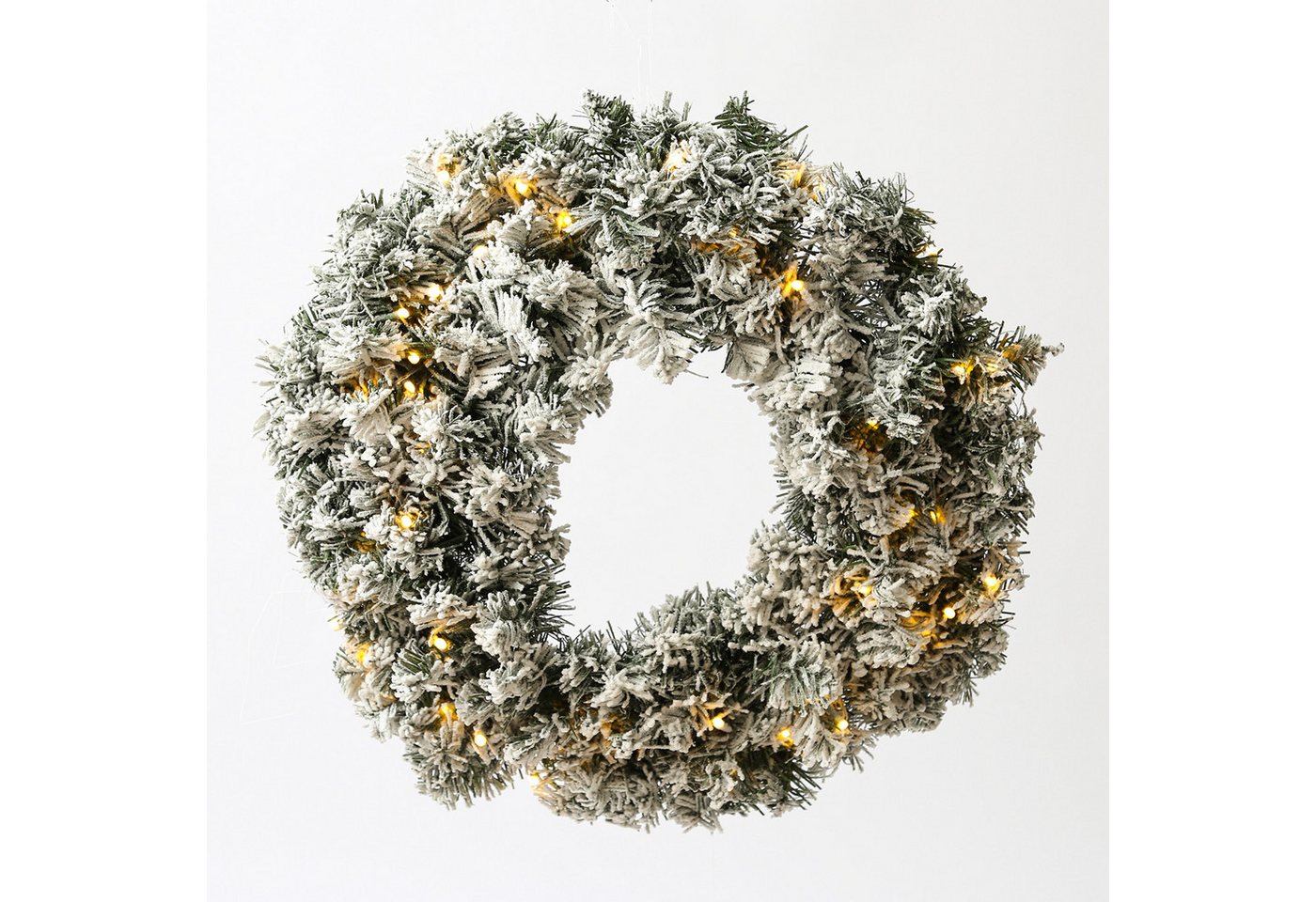 MARELIDA Dekokranz LED Tannenkranz Türkranz Weihnachtskranz beschneit beleuchtet D: 60cm Bild 3