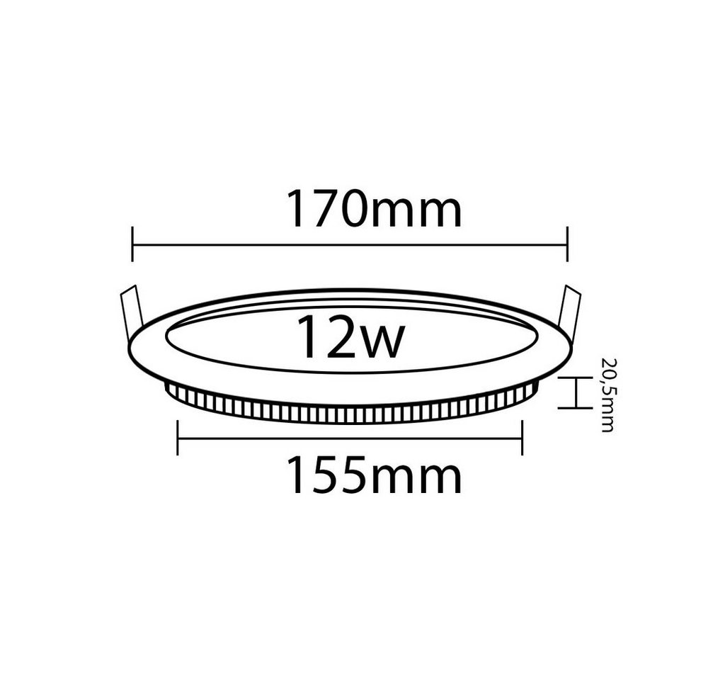 V-TAC LED Panel 12W LED Slim Panel Einbauleuchte Einbaupanel Einbauspot Rund Ø 170 mm, Neutralweiß, LED Panele Unterputz 12 Watt Neutralweiß, 170x25mm, Form: rund