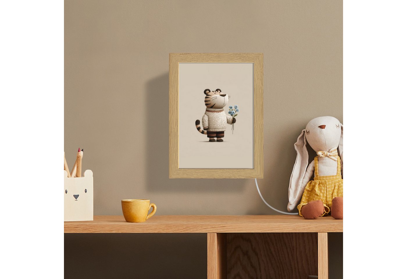 OnlyWow Wandleuchte Lightbox Tiger - Blaue Blumen - Leise - Jungen, Dimmbar, Farbwechsel, LED, Warmweiß, Kaltweiß, Neutralweiß Einstellbar, Wandlampe Innen, Dimmbar, mit Kabel, LED, Beleuchtung, Kinderzimmer Bild 5