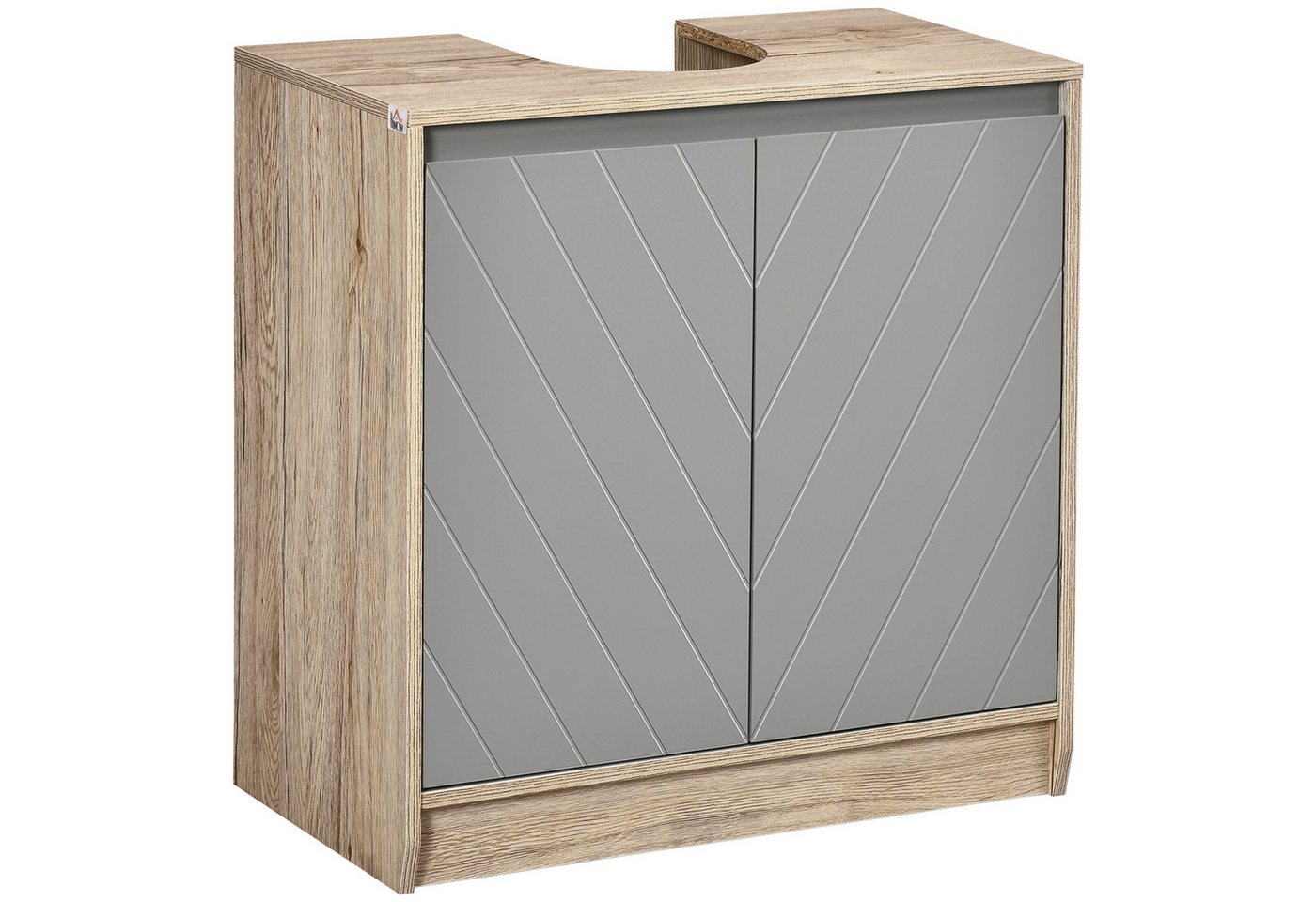 MC Star Waschbeckenunterschrank MDF Unterschrank Waschbecken-Ausschnitt 2 Türen 2 Böden 60x30x60cm Bild 5