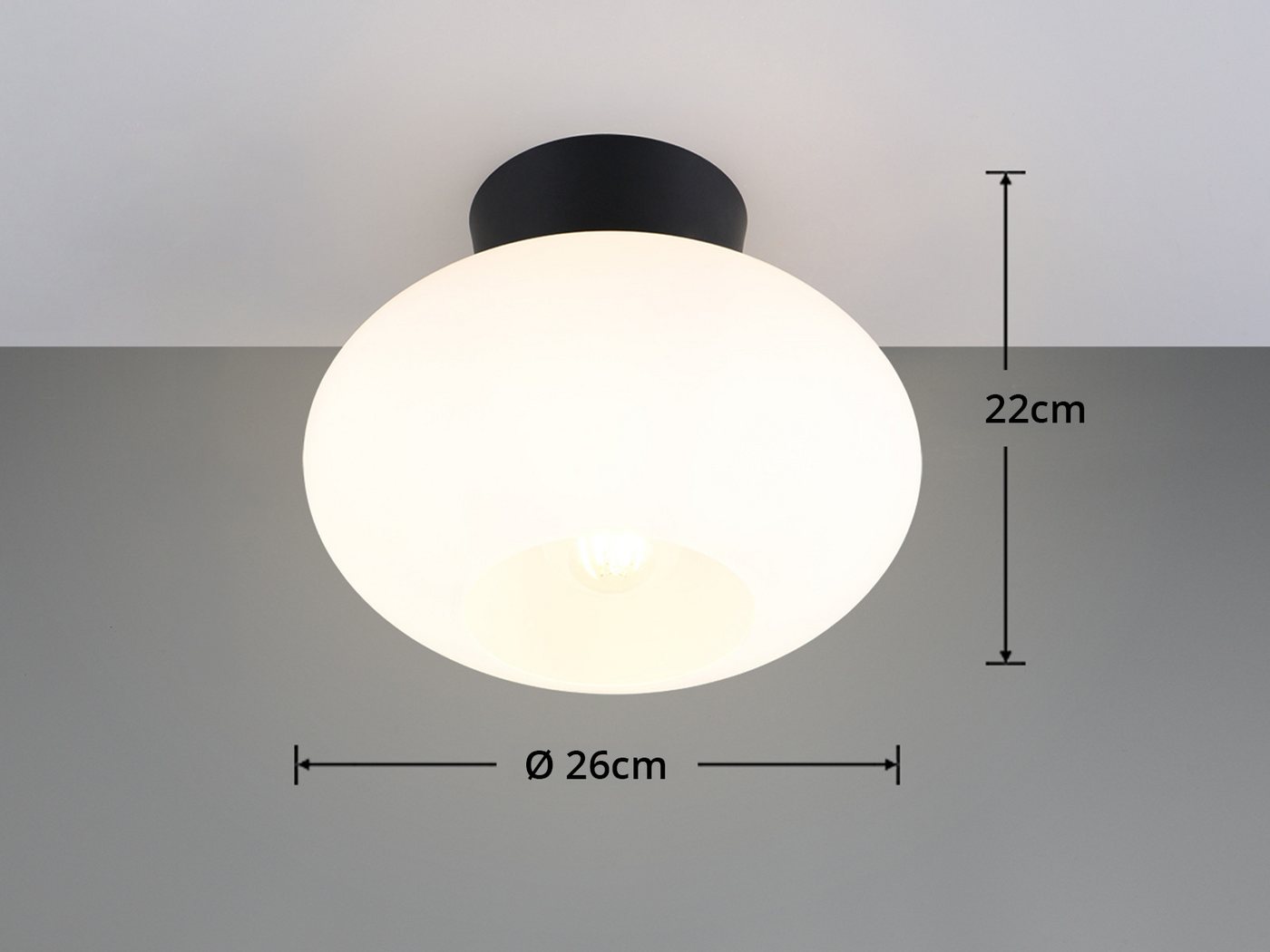 Reality Leuchten LED Deckenleuchte mit Kugel-Schirm Ø 26cm, dimmbar, LED wechselbar, Warmweiß, kleine Deckenlampe, Kugel-Lampe Decke inkl. E27 LED Bild 5