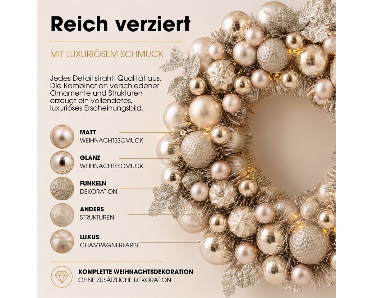Mica Decorations Dekokranz Mica Decorations Weihnachtskranz mit Beleuchtung Ø47 cm Bild 5