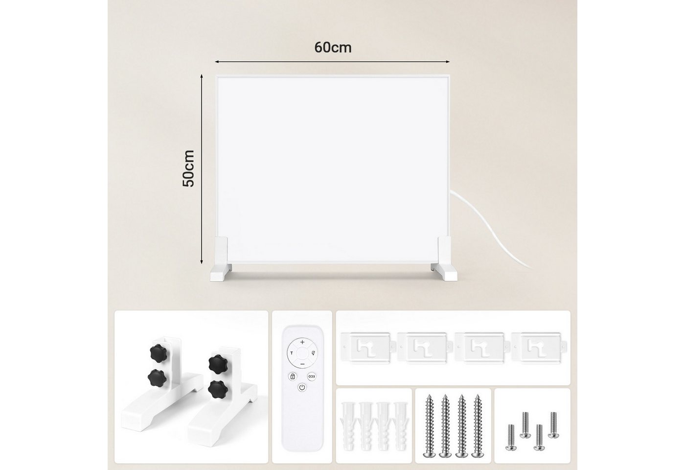Clanmacy Infrarotheizung Infrarotheizung 300 W mit WLAN, Thermostat, Wandmontage und Standfüßen, Überhitzungsschutz, Einstellbarer Thermostat