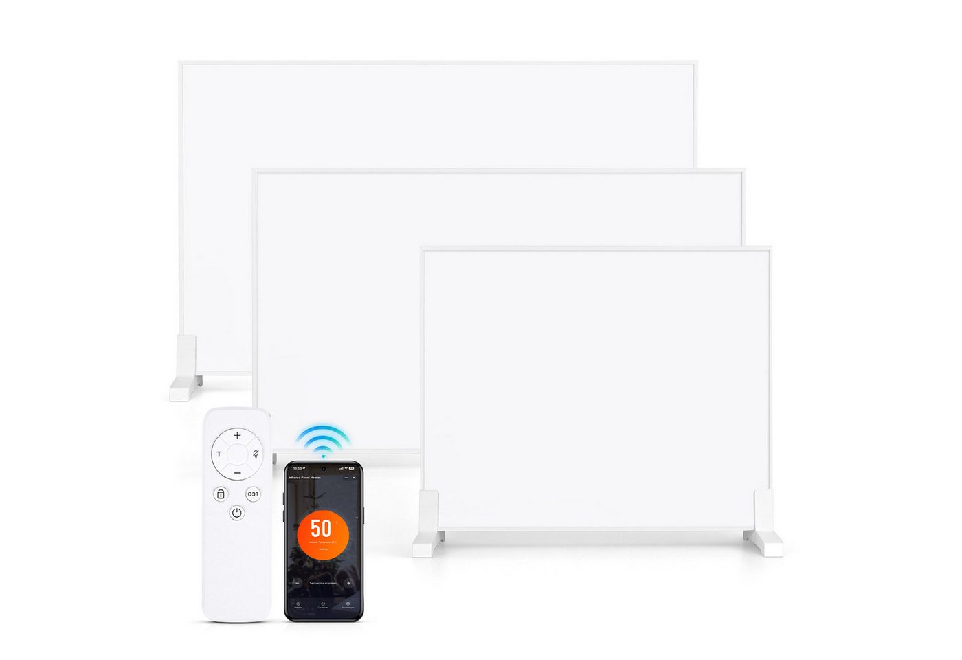Clanmacy Infrarotheizung Infrarotheizung 300 W mit WLAN, Thermostat, Wandmontage und Standfüßen, Überhitzungsschutz, Einstellbarer Thermostat Bild 5