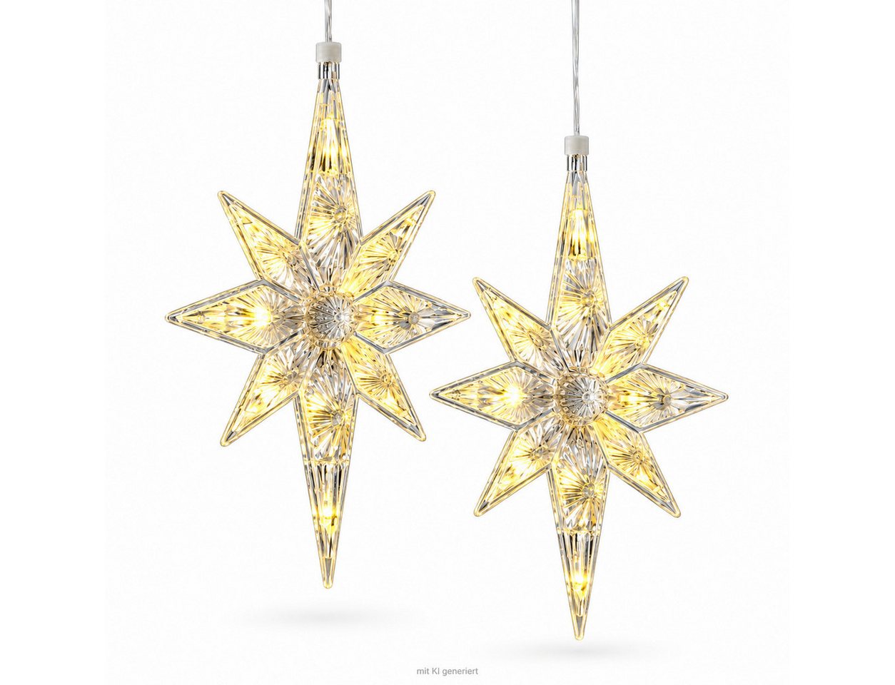 Weltbild LED Dekolicht LED-Stern Kristall 2er Set LED Sterne Lichterdeko Weihnachtsdeko, Sternbeleuchtung Kristalloptik Dekostern Stimmungslicht Adventsdeko Bild 3