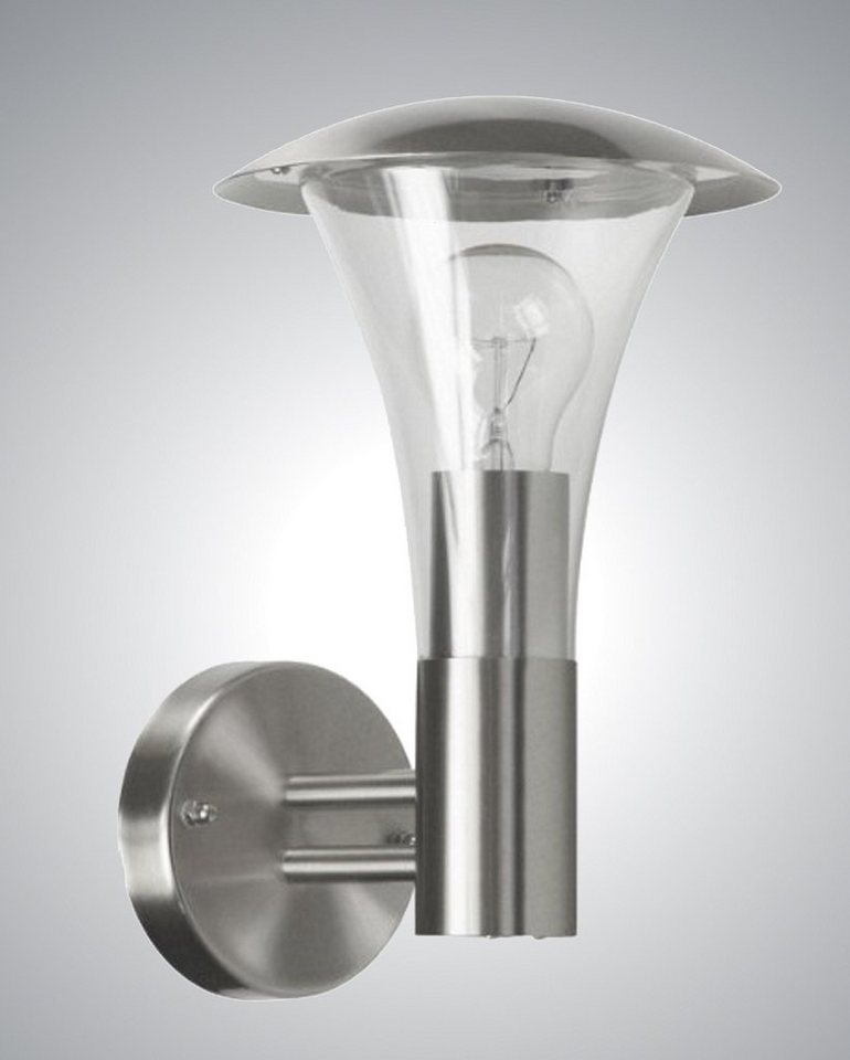 TRANGO LED Außen-Wandleuchte, 8000-LED IP44 LED Außenleuchte inkl. 1x E27 LED Leuchtmittel 3000K warmweiß *LISI* Wandleuchte aus Edelstahl gebürstet & Acryl - Außenbeleuchtung, Außenwandleuchte, Außenlampe, Gartenleuchte Bild 2
