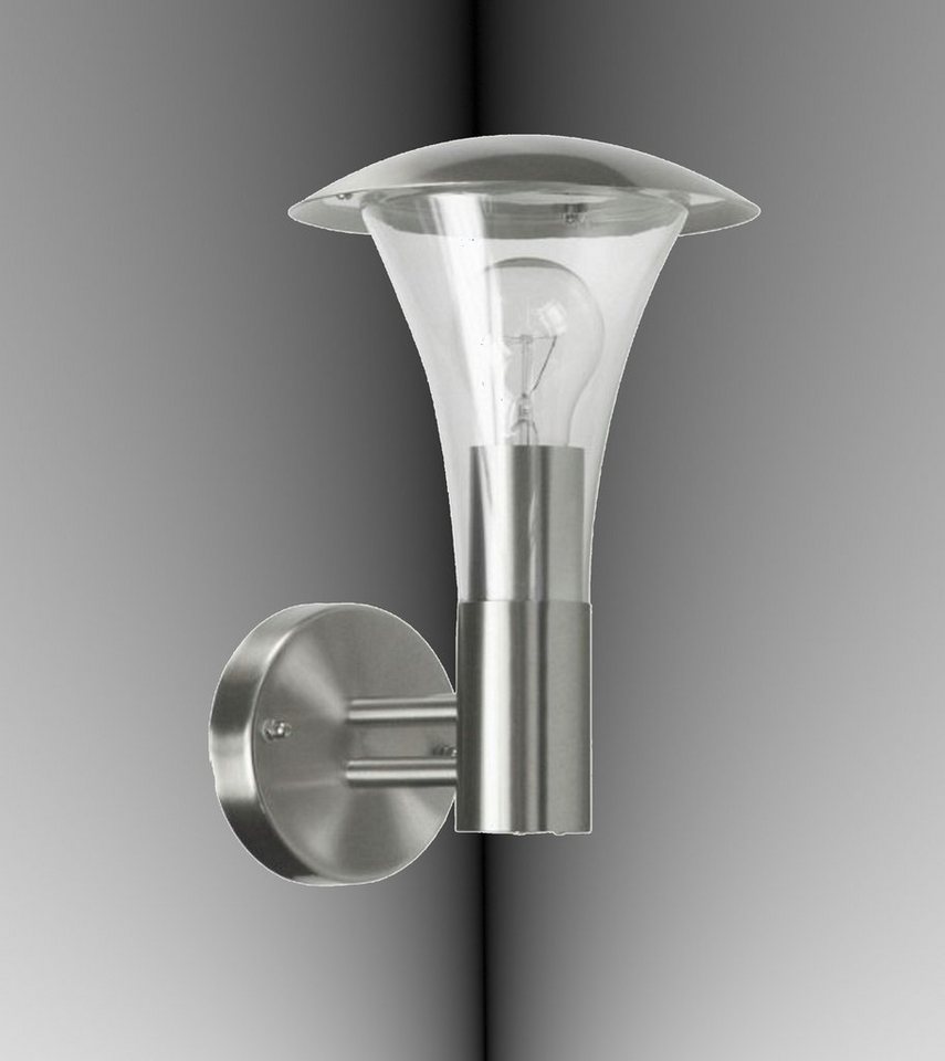 TRANGO LED Außen-Wandleuchte, 8000-LED IP44 LED Außenleuchte inkl. 1x E27 LED Leuchtmittel 3000K warmweiß *LISI* Wandleuchte aus Edelstahl gebürstet & Acryl - Außenbeleuchtung, Außenwandleuchte, Außenlampe, Gartenleuchte Bild 4