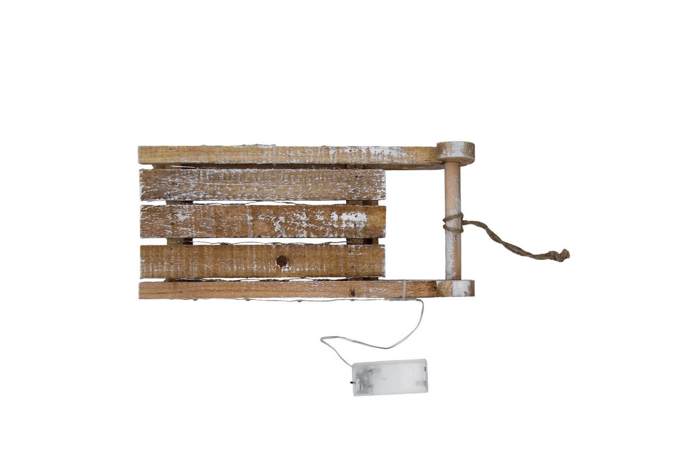 Spetebo LED Dekofigur LED Deko Holz Schlitten 30 cm - 25 LED - Timer, An / Aus / Timer, LED, warmweiß, Timer