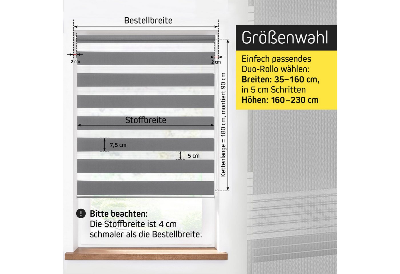 Doppelrollo Zevra Doppelrollo Duo Rollo 40x120cm hellgrau hellgrau, Victoria M., halbtransparent, ohne Bohren, freihängend, verschraubt, Feuchtraumgeeignet, Sichtschutz oder Durchsicht Bild 2