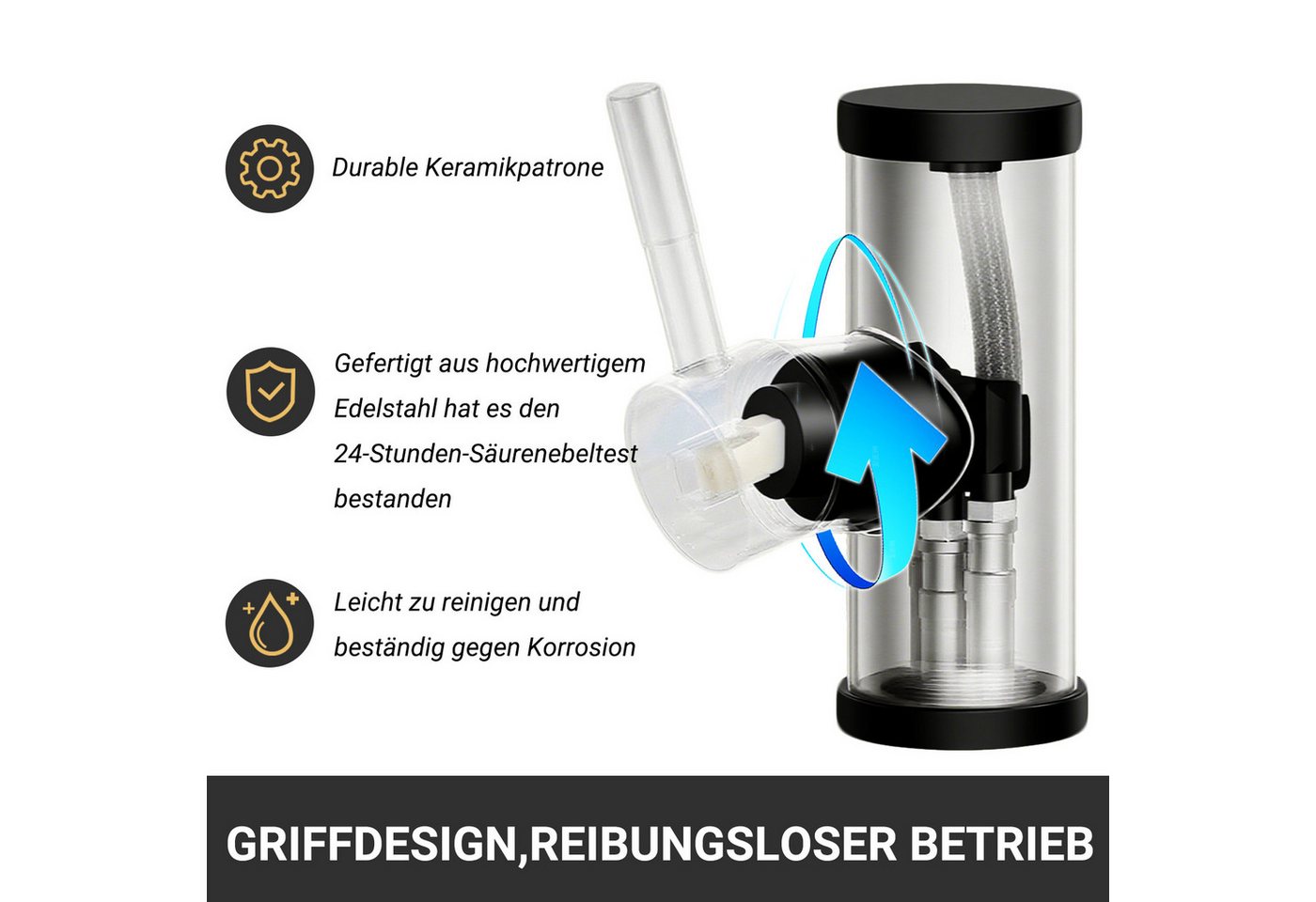 AICA Küchenarmatur Wasserhahn Küche aus Edelstahl, 360° schwenkbar, ausziehbar, robust Hochdruck, 2 Strahlarten, 40 cm Schlauch, Einhebelarmatur Bild 4