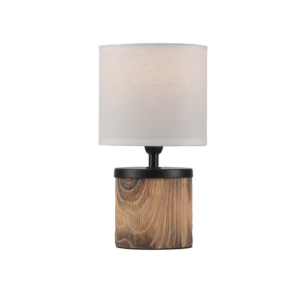 JUST LIGHT LED Tischleuchte LED Tischlampe Root, 1x E14 25W max., Holzdekor, Textilschirm weiß 26cm Bild 2