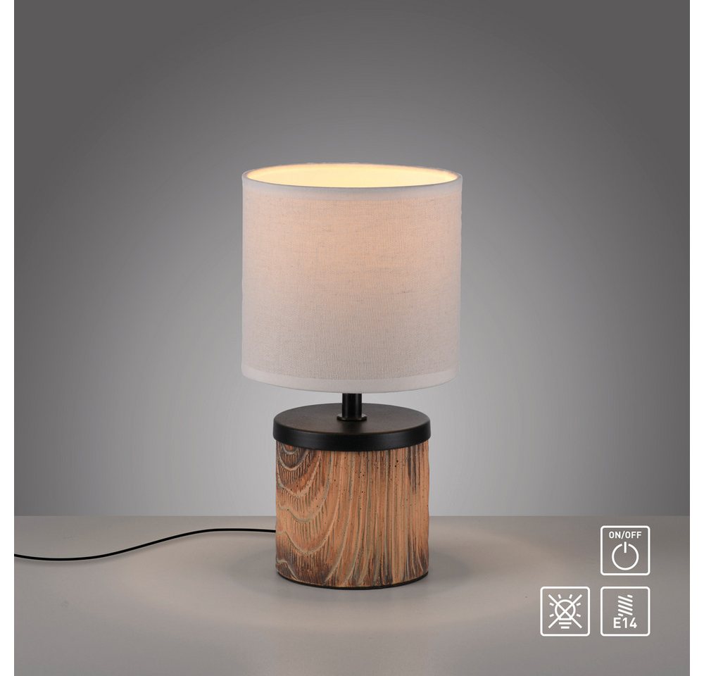 JUST LIGHT LED Tischleuchte LED Tischlampe Root, 1x E14 25W max., Holzdekor, Textilschirm weiß 26cm Bild 5