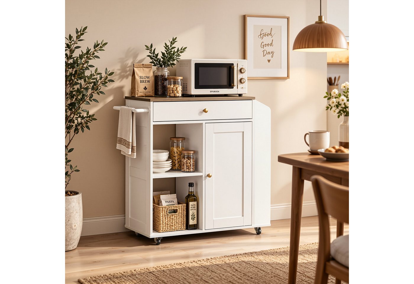 OYRREU Kücheninsel Arbeitsplatte, Küchenmöbel auf Rädern, offene Fächer, OTTO’S CHOICE, (Küchenwagen 1-St. Ordnungswagen, Rollschrank universell einsetzbar), mobiles Servier- & Zubereitungsmöbel