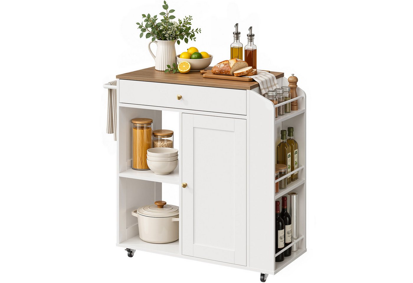 OYRREU Kücheninsel Arbeitsplatte, Küchenmöbel auf Rädern, offene Fächer, OTTO’S CHOICE, (Küchenwagen 1-St. Ordnungswagen, Rollschrank universell einsetzbar), mobiles Servier- & Zubereitungsmöbel Bild 2