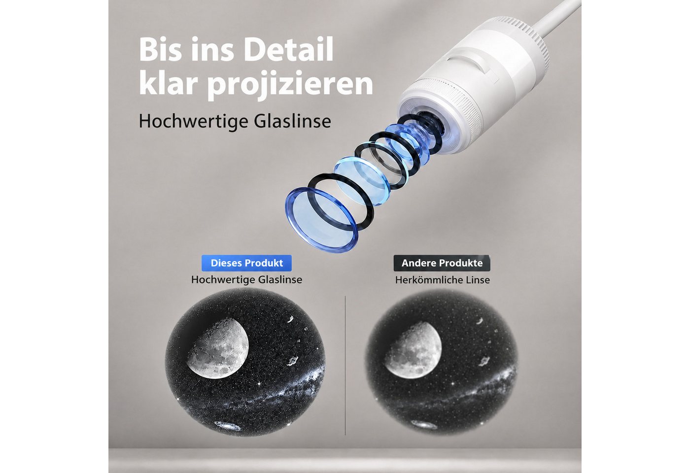 BOOD LED-Sternenhimmel 2-in-1 Sternenhimmel Projektor mit Nachtlicht USB 12 Projektionen, LED fest integriert, 13 Projektionsfilme Bild 2