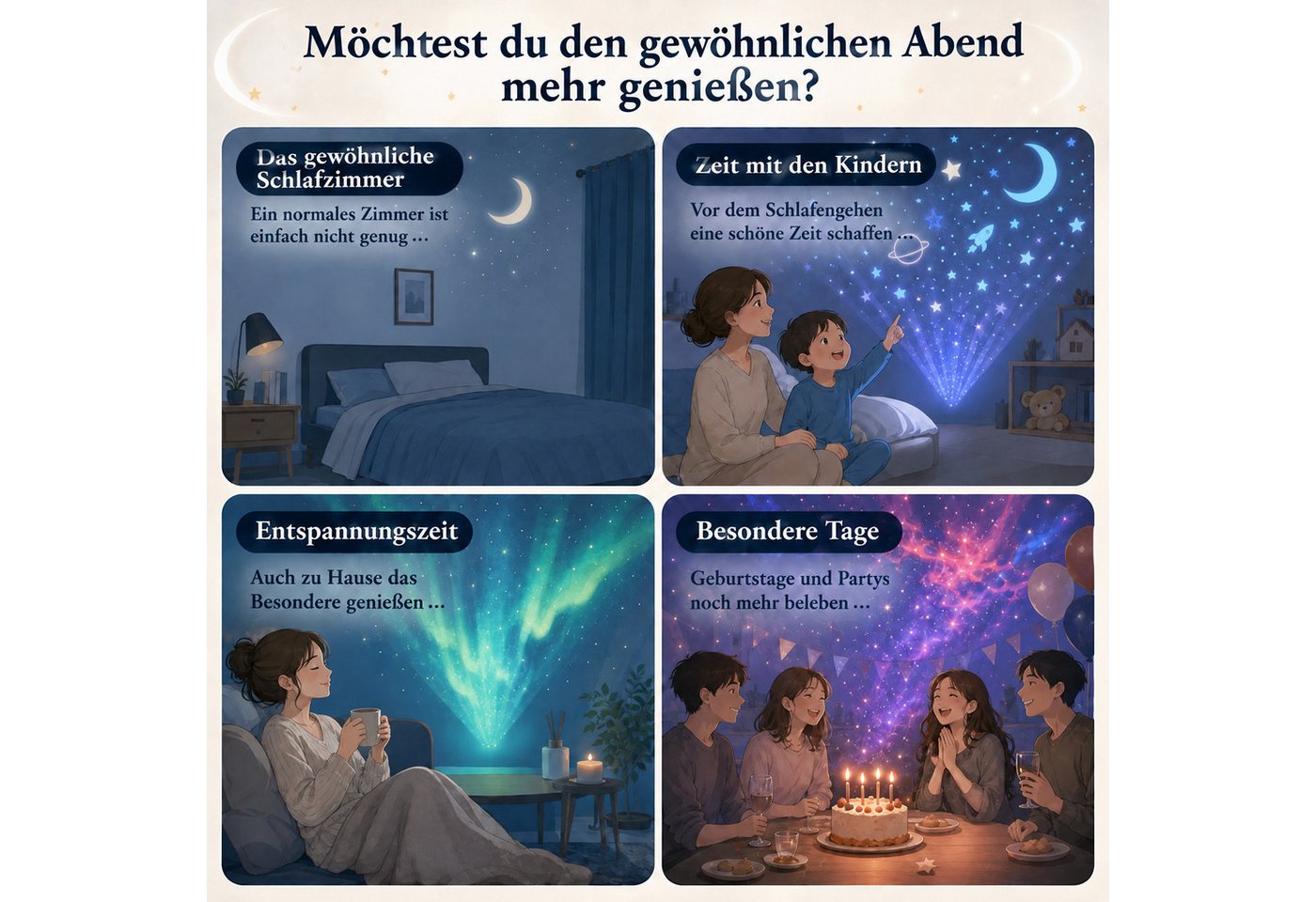 BOOD LED-Sternenhimmel 2-in-1 Sternenhimmel Projektor mit Nachtlicht USB 12 Projektionen, LED fest integriert, 13 Projektionsfilme Bild 3