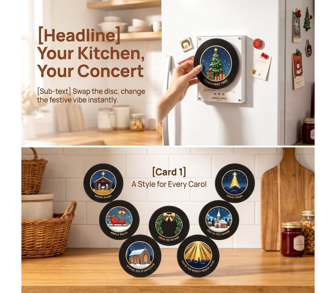 FELIXLEO Magnet 2027 Weihnachts Kühlschrank Magnet Vinyl Optik 9 Scheiben USB C (1-St)