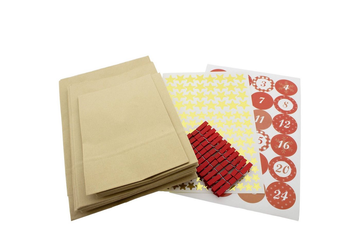 Annastore befüllbarer Adventskalender DIY Adventskalender zum Befüllen 72-teilig + 134 Sterne-Sticker, Do it youself Kalender Advent