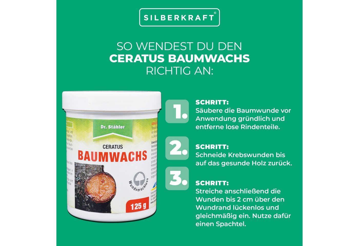 Dr. Stähler Baumwachs Ceratus Baumwachs: Veredlungs- und Wundverschlussmittel, 125 g, Schutz vor Feuchtigkeit & Austrocknung – Ganzjährig anwendbar Bild 3