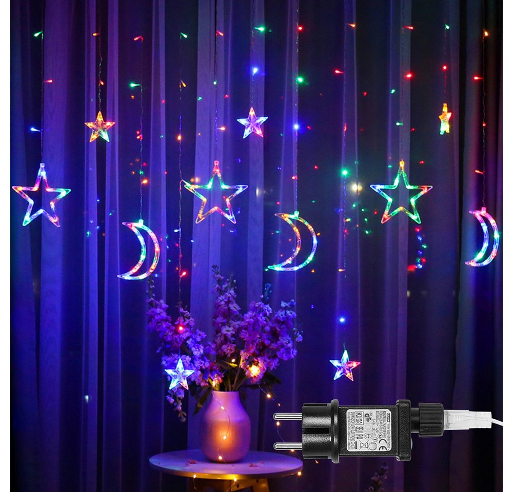 Sunicol LED-Lichterkette Sterne Lichtervorhang Lichternetz, 8 Modi, 3.5M mit Stecker Bild 4
