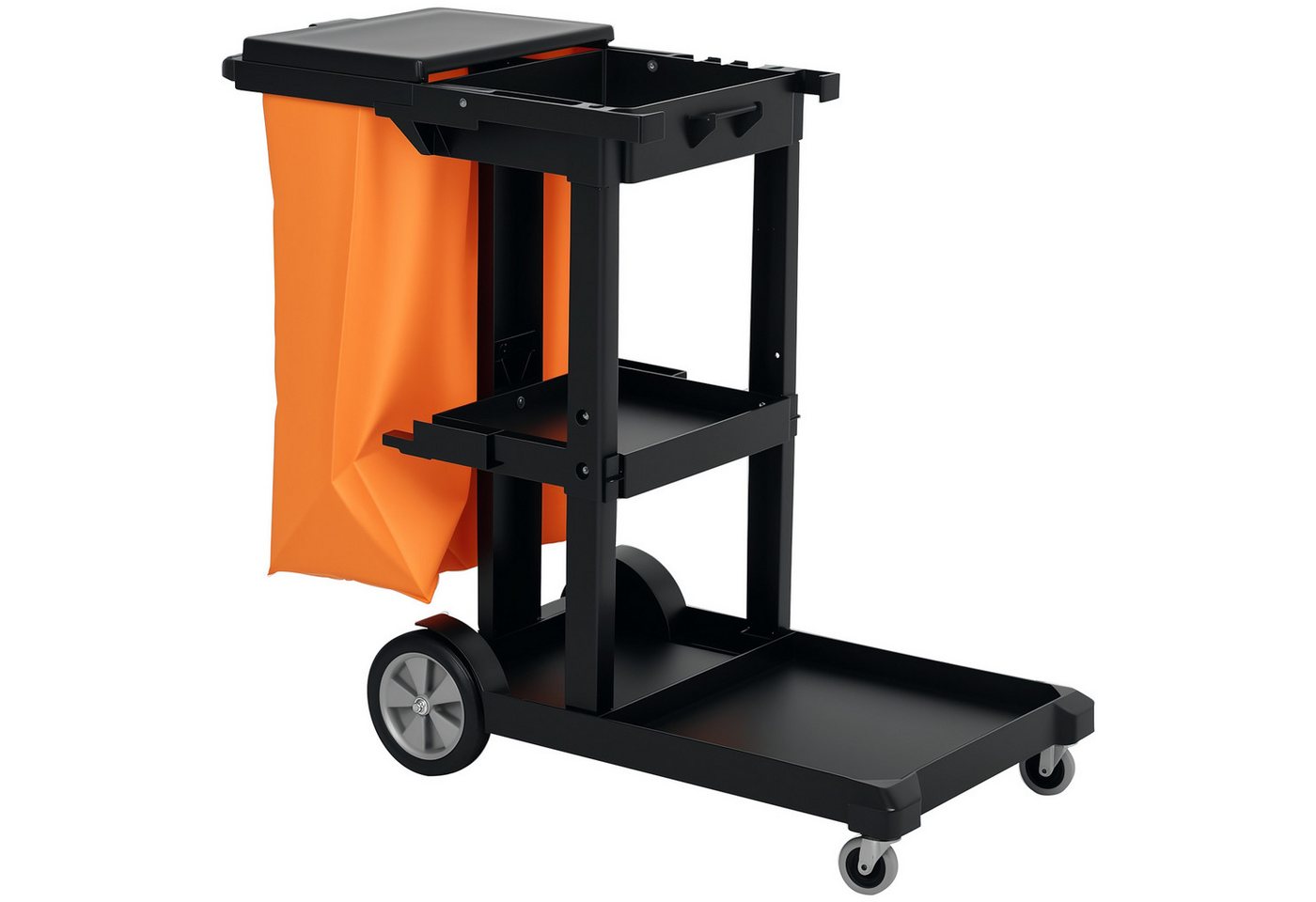 HOMCOM Putzeimer Reinigungswagen Putzwagen mit Müllsack mit Abdeckung, Griff, (Set, 1-tlg., Wischwagen), 121 x 50,5 x 100 cm Schwarz Bild 4