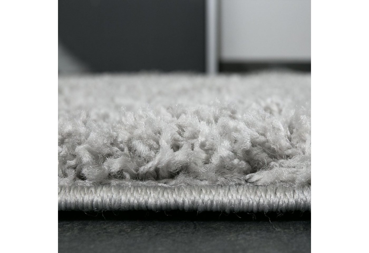 Vimoda Hochflor-Teppich prime, Shaggy Langflor, Uni Grau, Rechteckig, Höhe: 30 mm, Läufer, Teppich Wohnzimmer, Schlafzimmer, Esszimmer Bild 3