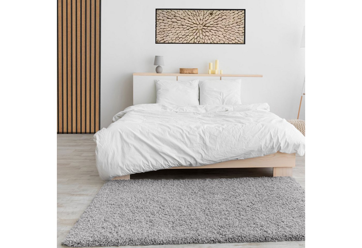 Vimoda Hochflor-Teppich prime, Shaggy Langflor, Uni Grau, Rechteckig, Höhe: 30 mm, Läufer, Teppich Wohnzimmer, Schlafzimmer, Esszimmer Bild 4