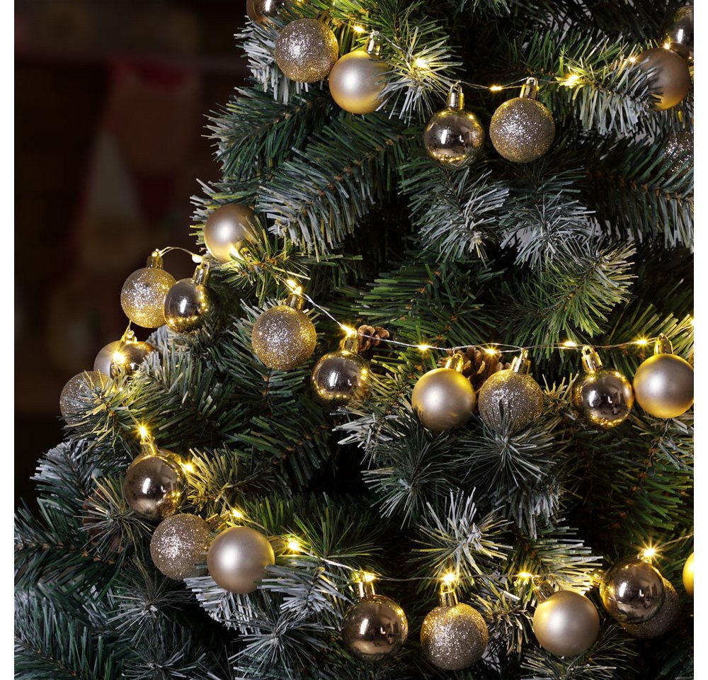 Casaria Lichterkette, LED Lichterkette 40 Weihnachtskugeln 2 m Innen Außen Batterie 8 Bild 2