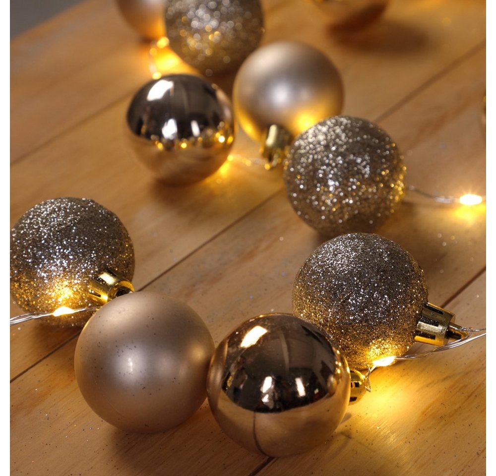 Casaria Lichterkette, LED Lichterkette 40 Weihnachtskugeln 2 m Innen Außen Batterie 8 Bild 5