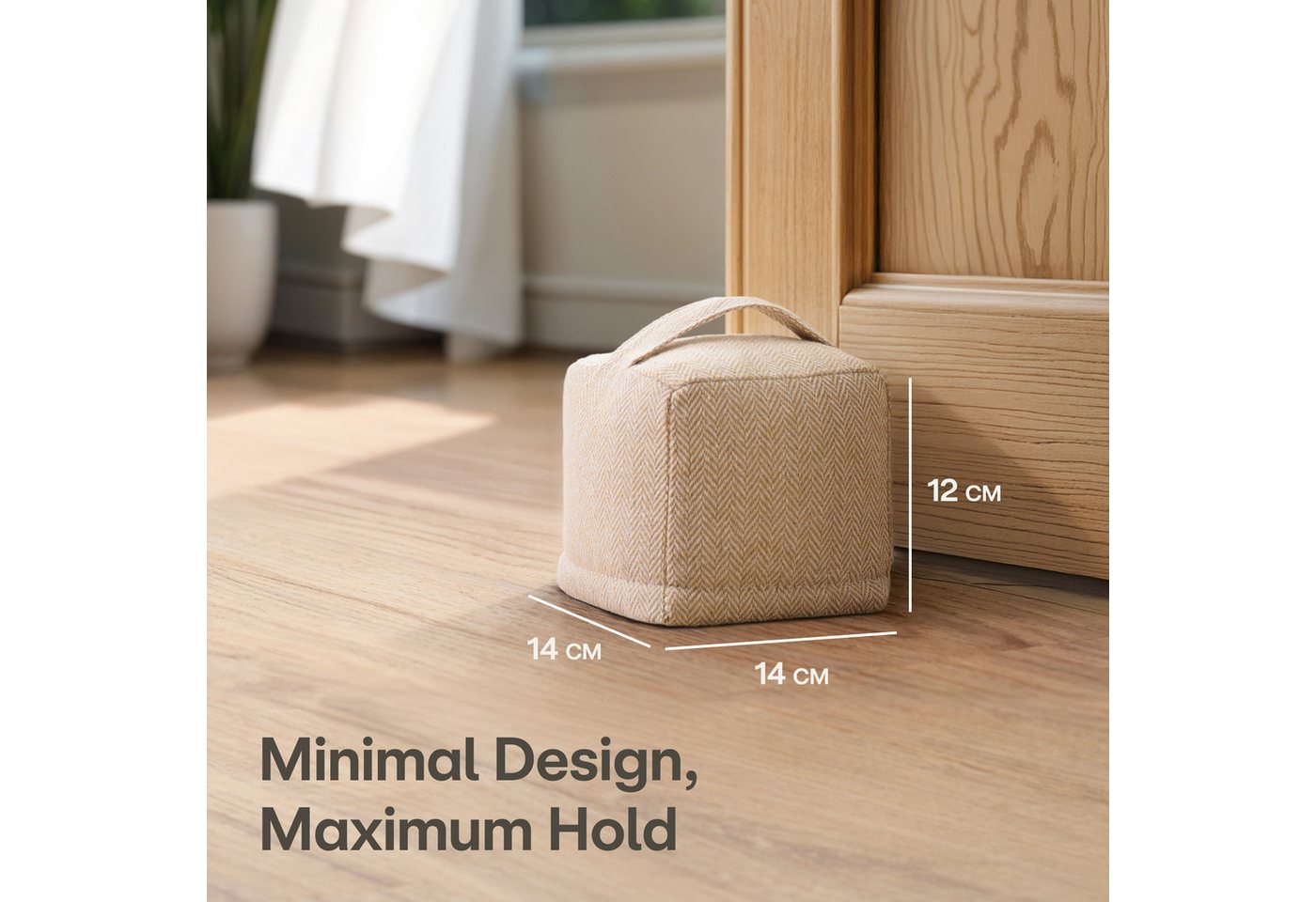 Praknu Bodentürstopper Türstopper Sack für Den Boden - Extra schwer 1Kg - mit Waschbarem (Türstopper Sack 1 kg, 1 St., Türstopper Sack extra schwer 1 kg, mit Tragegriff, Beige), mit Tragegriff - Für Haus & Büro - mit rutschfesten Pads