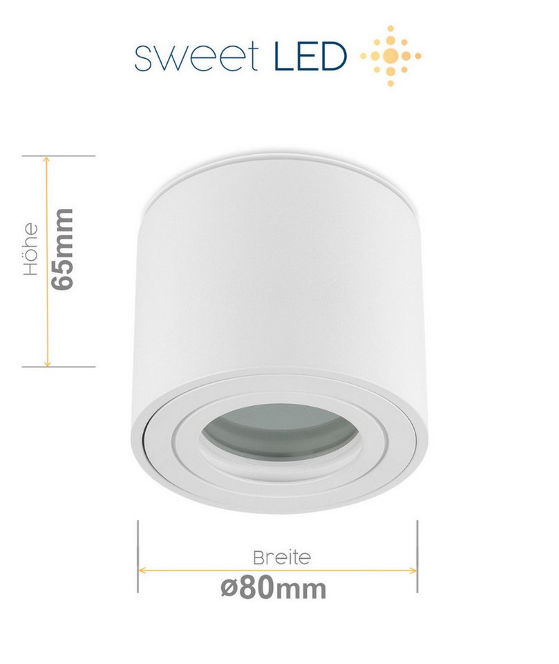 Sweet LED Aufbauleuchte flach IP44 Aluminium Deckenspot für Bad & Küche, ohne Leuchtmittel, Aufbaustrahler LED, Aufbauspot, Deckenstrahler