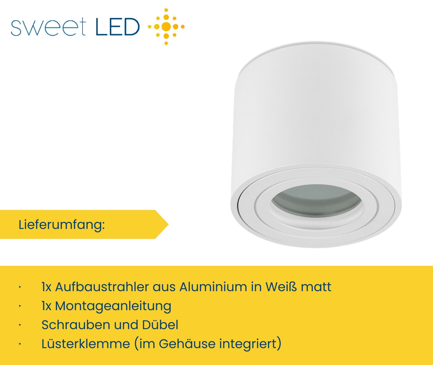 Sweet LED Aufbauleuchte flach IP44 Aluminium Deckenspot für Bad & Küche, ohne Leuchtmittel, Aufbaustrahler LED, Aufbauspot, Deckenstrahler Bild 3