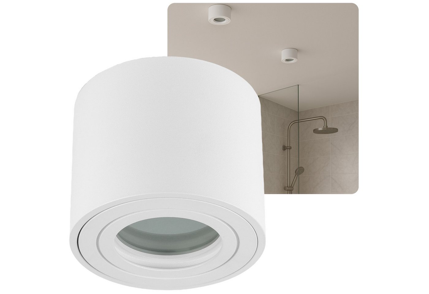 Sweet LED Aufbauleuchte flach IP44 Aluminium Deckenspot für Bad & Küche, ohne Leuchtmittel, Aufbaustrahler LED, Aufbauspot, Deckenstrahler Bild 4