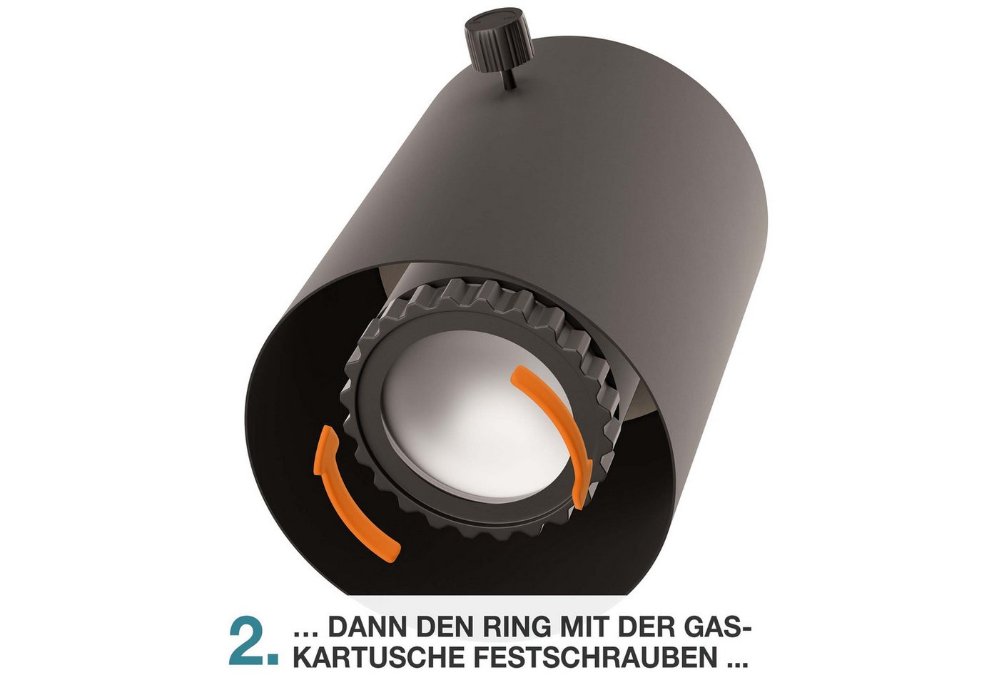 TOM Tischfeuer Gas-Tischkamin mit 3 Stechkartuschen à 190 g, bis 12 h, Dekosteine, Outdoor, Indoor, Rund Bild 5