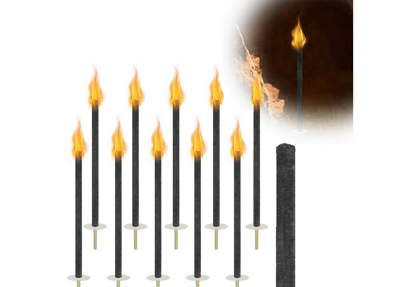 FIVMEN Gartenfackel Fackeln für Draußen Wachsfackeln Fackelfeuer Wachs Fackel Mit Griff, 25 Stück, für Draußen Deko Gartenparty, Weg, Hinterhöfe, Rasen Beleuchtung Bild 3
