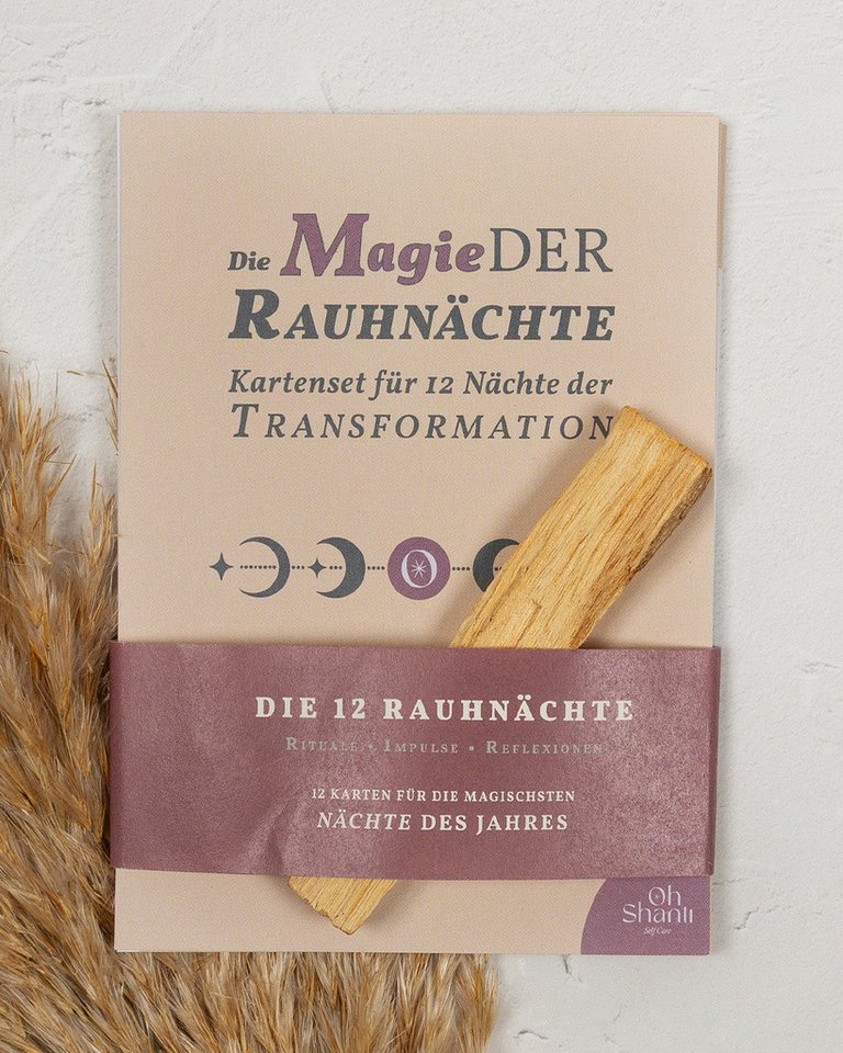 Oh Shanti Notizbuch Rauhnächte Karten Set mit Palo Santo für Rituale & Intentionen