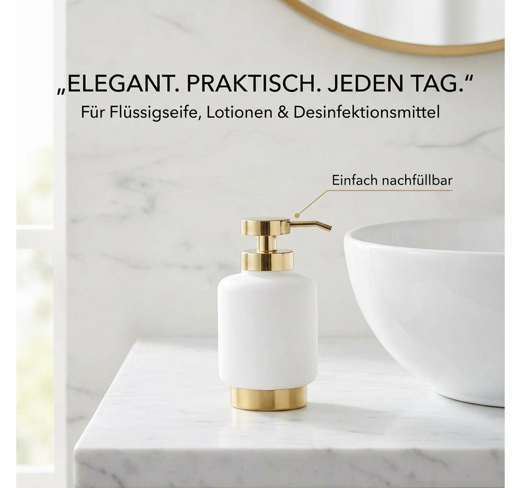 LikeKa Badaccessoire-Set 3-teilig–,Mattes Polyresin & Goldener Edelstahlsockel Bild 3