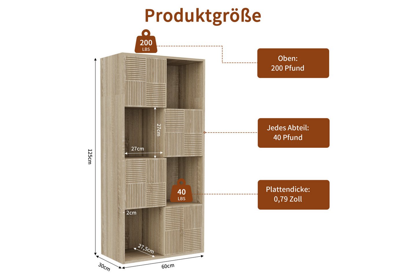 Simurq Bücherregal holz mit türen aufbewahrungsregal kinder bücherschrank mit fächern, 1-St, Stauraumregal mit 8 Fächer und 4 Türen, Flexible Aufstellung, Wohnzimmerregal Modernes Standregal Stauraumregal für Wohnzimmer Büro Bild 4