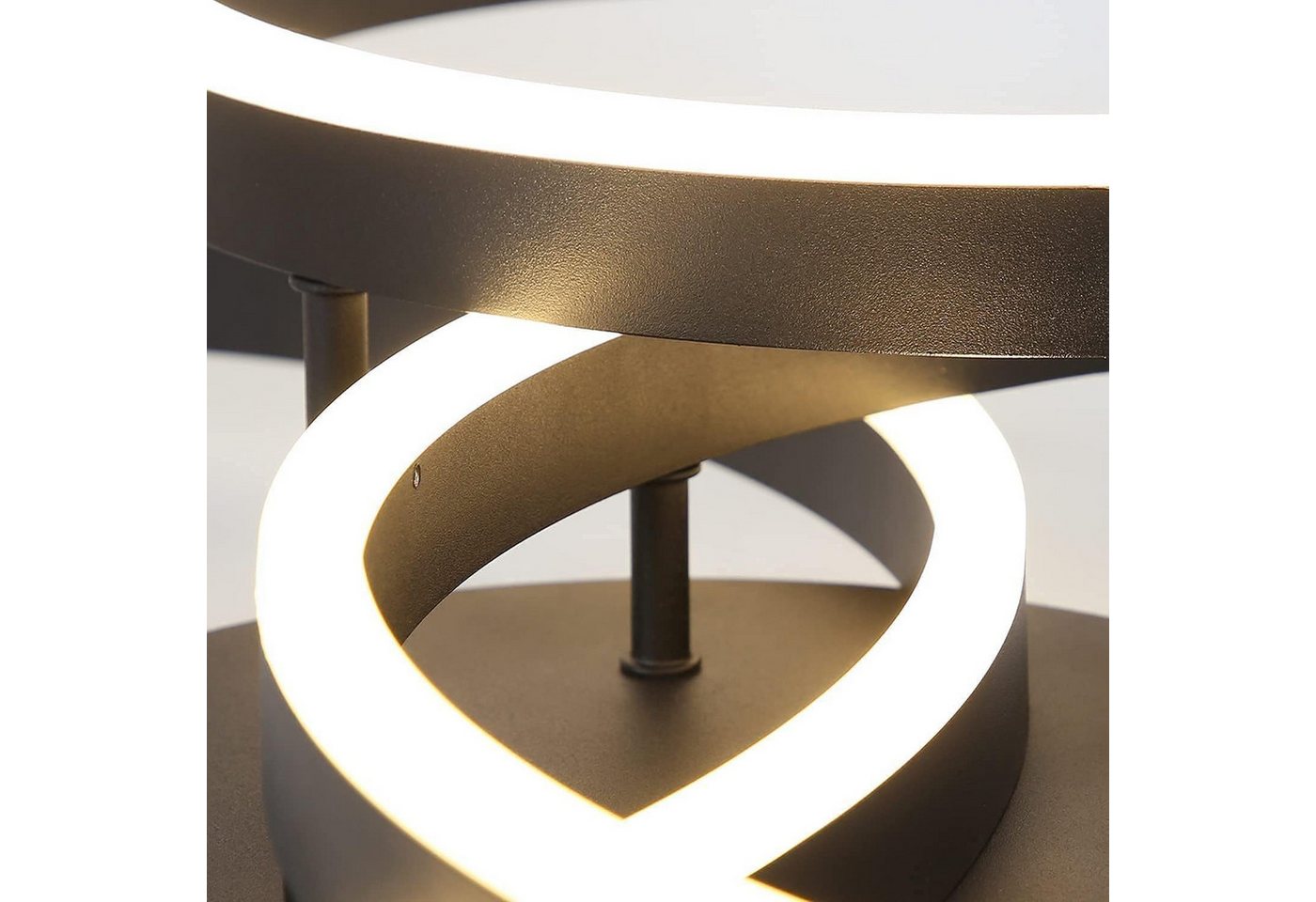 Nettlife LED Deckenleuchte Wohnzimmer Dimmbar Schwarz/Gold Modern 2/3/4/5 Ring Fernbedienung, 3000K-6500K, Warmweiß,Naturweiß, Kaltweiß, LED fest integriert, 81.5*54.5*15cm 74W für Wohnzimmer,Schlafzimmer,Küche,Esszimmer,Büro