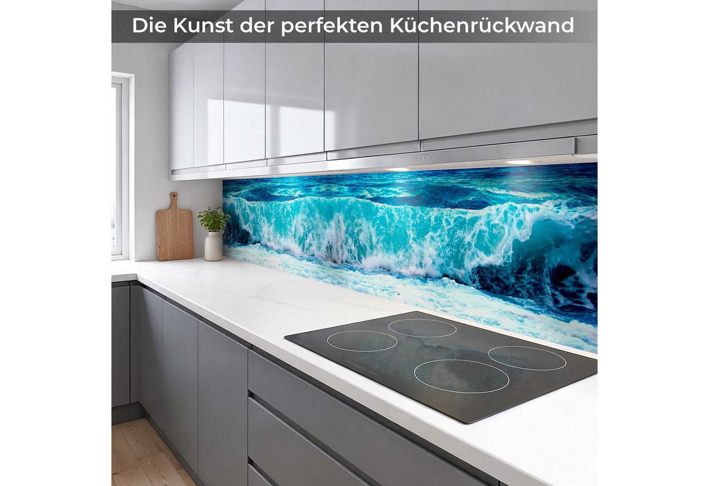 Rodnik Küchenrückwand aus robustem ABS-Kunststoff mit Direktdruck - Ozeanwelle, Pflegeleicht, stabil und kratzfest