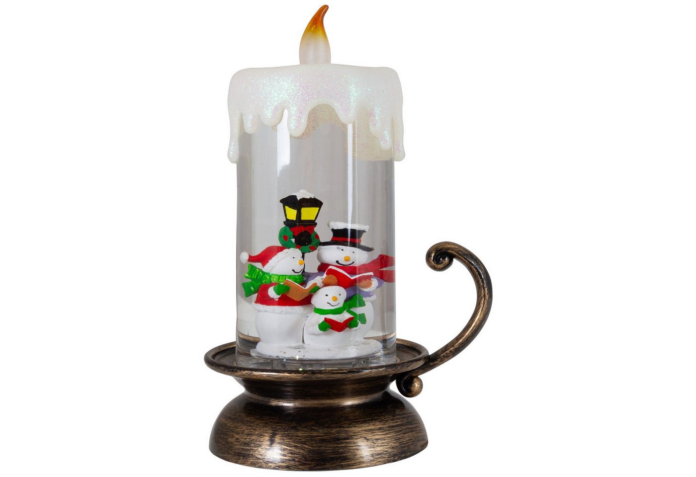 Christmas Paradise LED Laterne Schneelaterne Kerze 22cm, zuschaltbare Weihnachtsmusik, LED, warmweiß, schneit im Inneren, bunt, Schneemann Bild 3