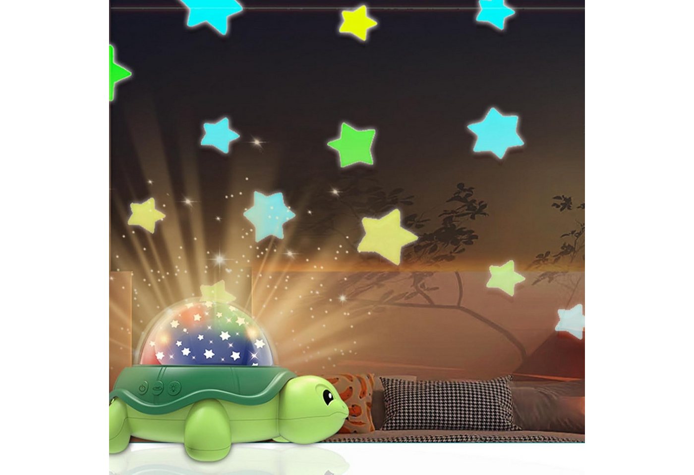 Detrida LED Nachtlicht Schildkröte LED Sternenhimmel Projektor Ozean Meereswelt Nachtlicht, Kinder Geschenke, LED fest integriert, Beruhigendes Nachtlicht Sternenprojektor, 5 Farben, Ozean, Sternen, Baby Einschlafhilfe Schreibtischlampe, Kinderzimmer, Schlafzimmer Bild 2
