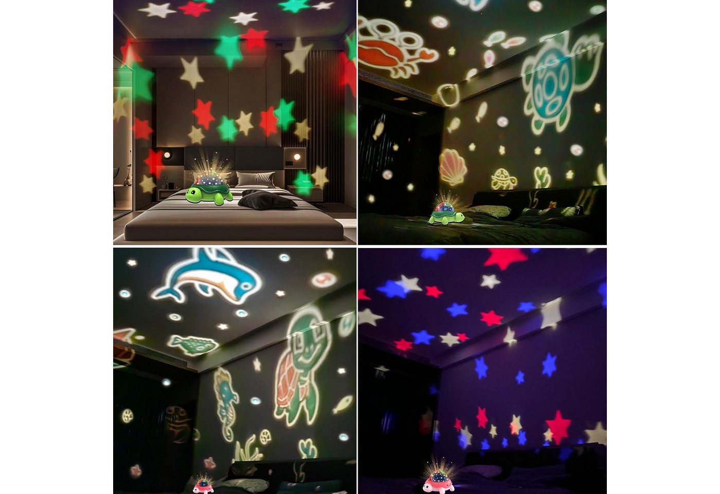 Detrida LED Nachtlicht Schildkröte LED Sternenhimmel Projektor Ozean Meereswelt Nachtlicht, Kinder Geschenke, LED fest integriert, Beruhigendes Nachtlicht Sternenprojektor, 5 Farben, Ozean, Sternen, Baby Einschlafhilfe Schreibtischlampe, Kinderzimmer, Schlafzimmer Bild 3