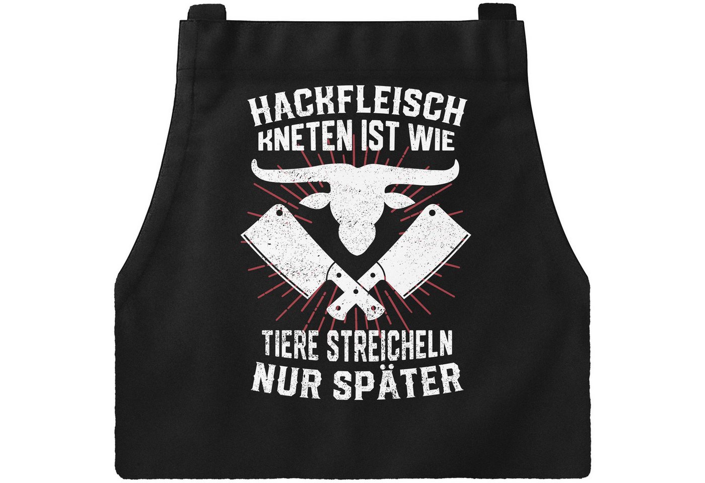 MoonWorks Grillschürze Herren-Grillschürze mit Spruch Lustig Hackfleich kneten ist wie Tiere, mit kreativem Aufdruck Bild 5