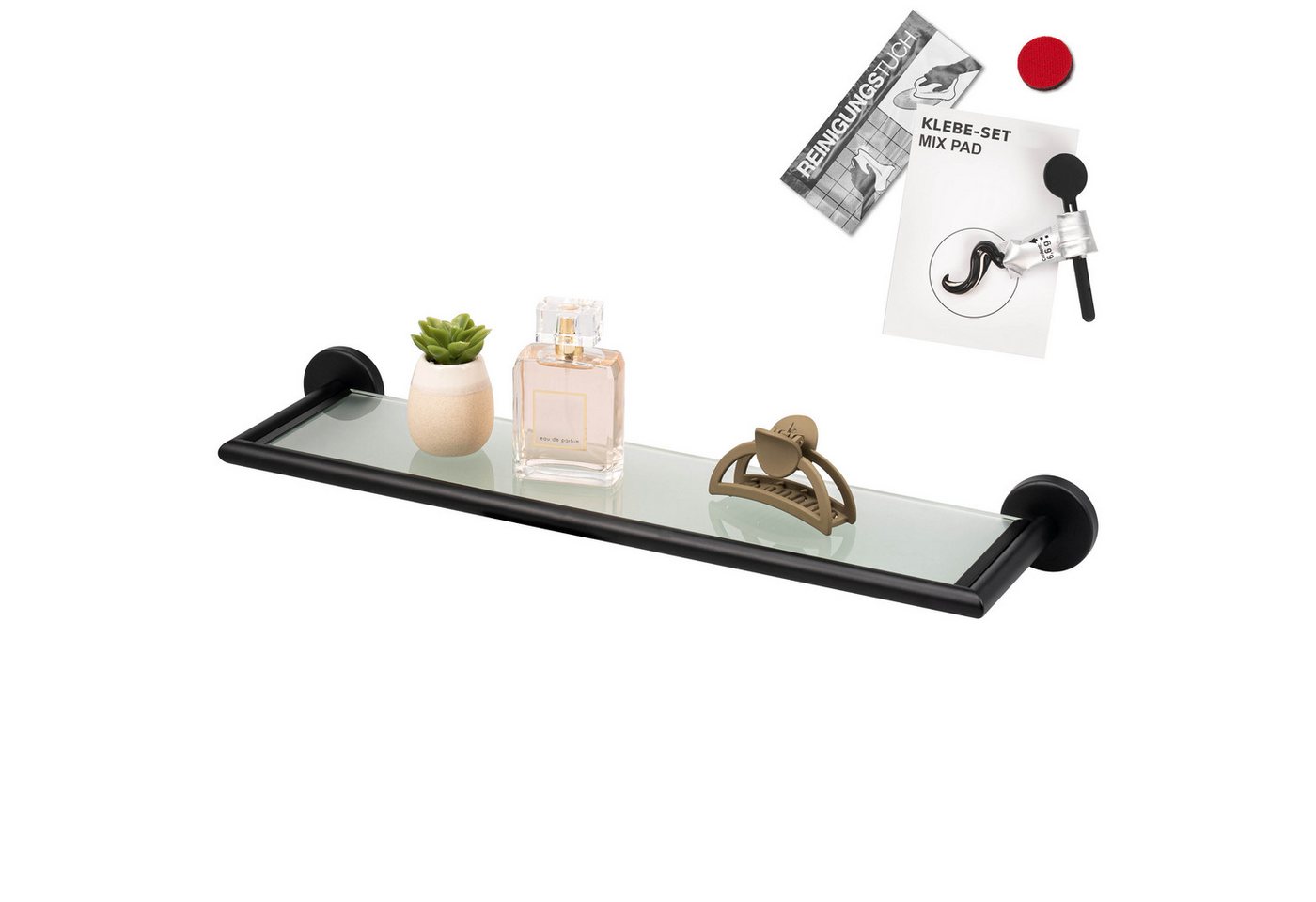 bremermann Ablageregal Bad-Serie PIAZZA BLACK - aus Glas und Edelstahl matt schwarz, 1-tlg. Bild 2