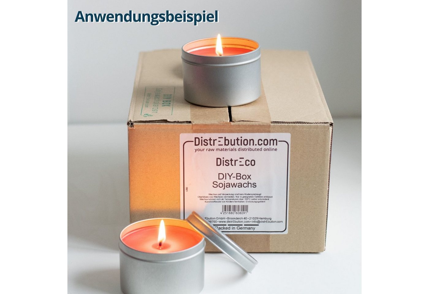 DistrEbution Bastelnaturmaterial DIY-Set Dosenkerzen mit Sojawachs Kerzenwachs, Kerzen selber machen, (Set) Bild 5