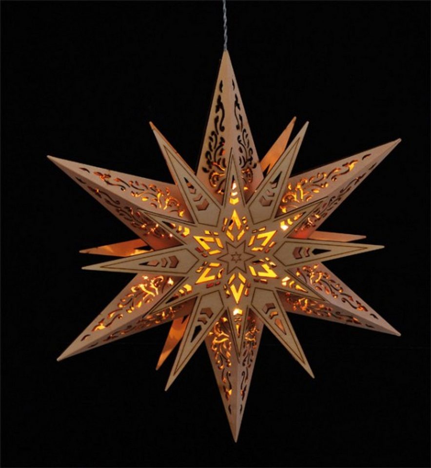 Haushalt International LED Stern Beleuchteter Weihnachtsdeko Stern aus Holz Weihnachtsbeleuchtung Bild 2