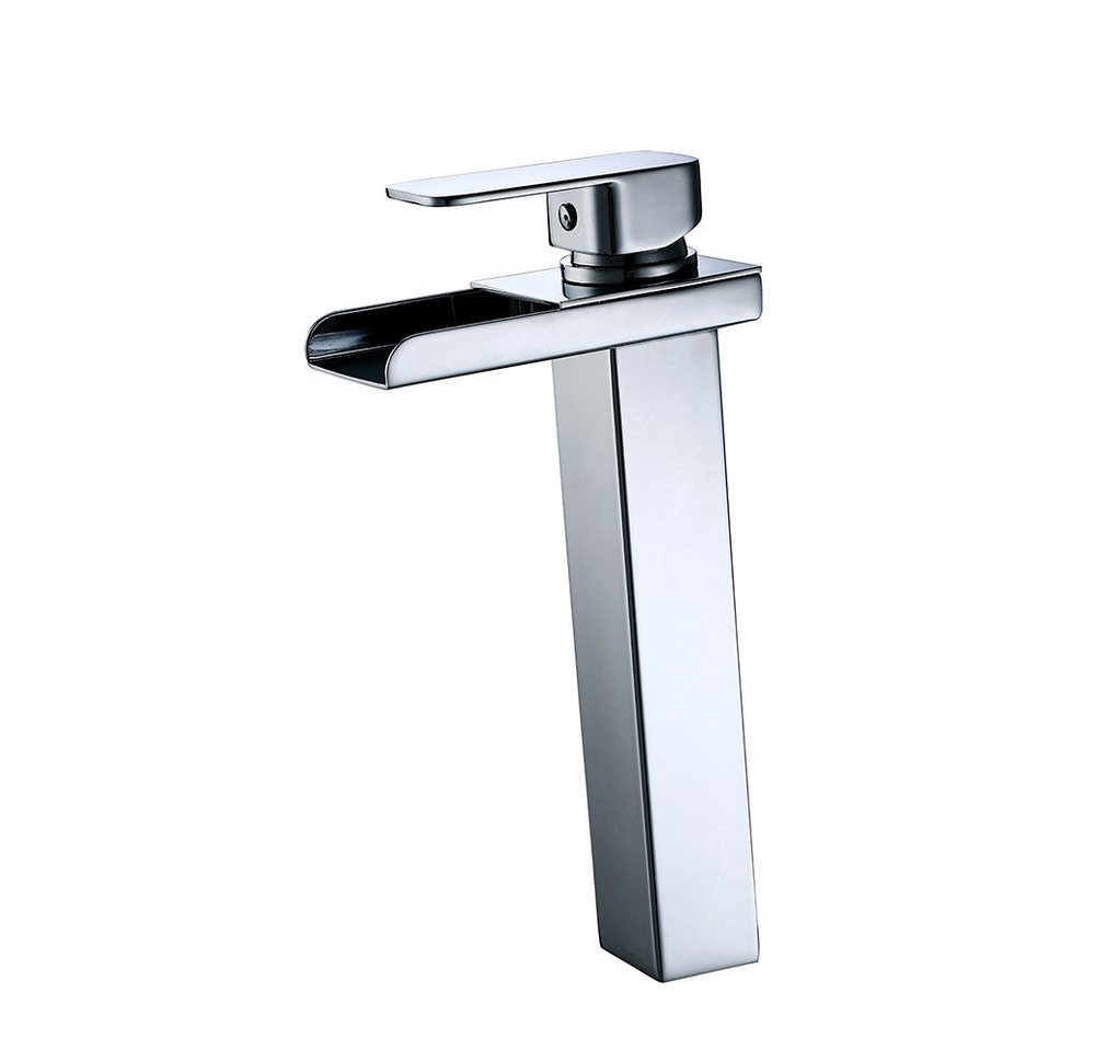 HOMELIVE Badarmatur Wasserfall Hoch Wasserhahn Bad Wascbecken Armatur Mischbatterie Bad Waschtischarmatur Waschbeckenarmatur Armatur, chrom
