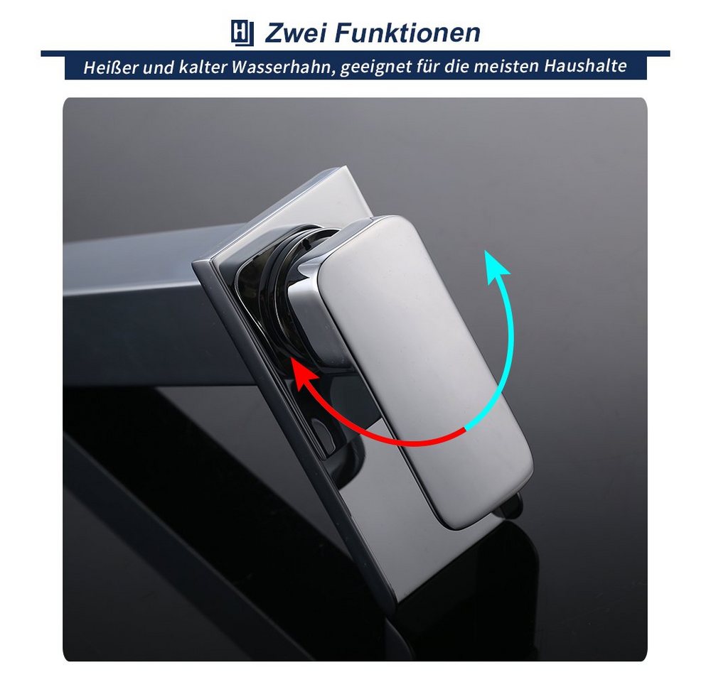 HOMELIVE Badarmatur Wasserfall Hoch Wasserhahn Bad Wascbecken Armatur Mischbatterie Bad Waschtischarmatur Waschbeckenarmatur Armatur, chrom Bild 5