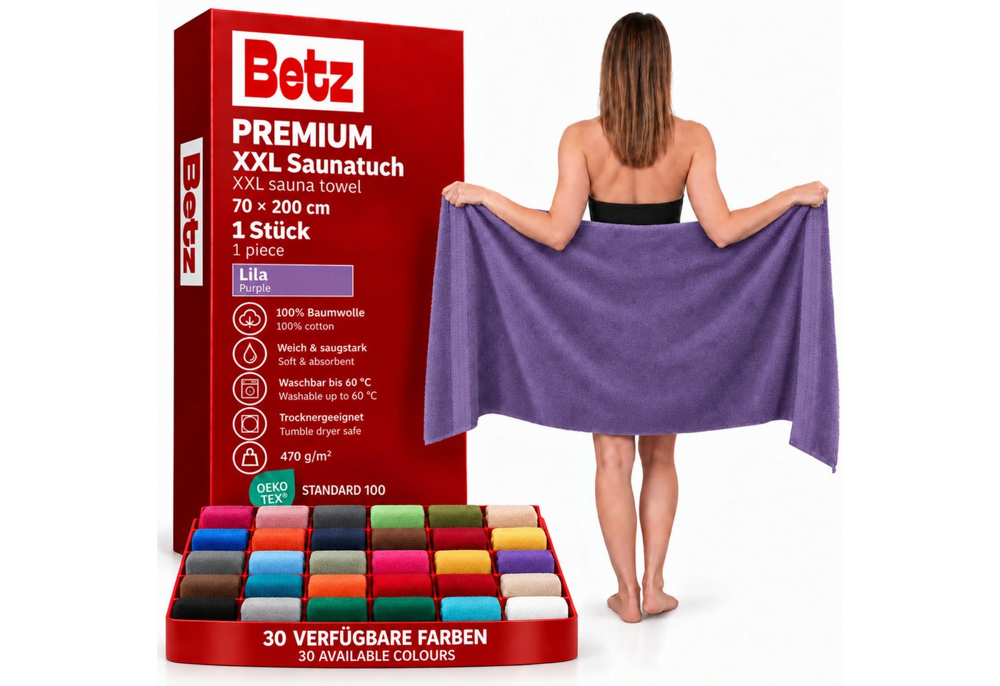 Betz Saunatuch Strandtuch Saunatücher XXL Badetuch Premium Größe 70 x 200 cm, 100% Baumwolle (1 Stück, 1-St), 100% Baumwolle Bild 5